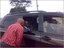 Bishop David O. Oyedepo leaving the premises.